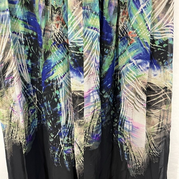 BCBMax Azria Tae Midnight Palm Print Silk Evening Gown Flowy Size 08 - Picture 8 of 13